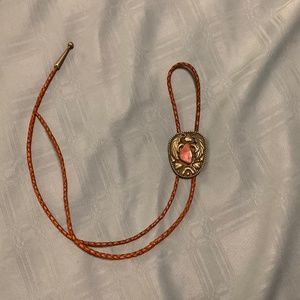 ALPACA MEXICO SILVER PINK ROCK BOLO TIE